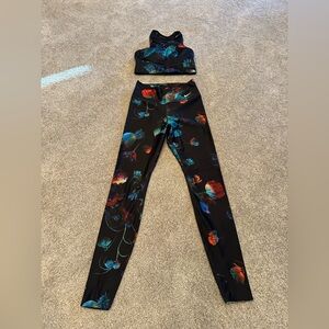 Floral Black Two-Piece Activewear Set